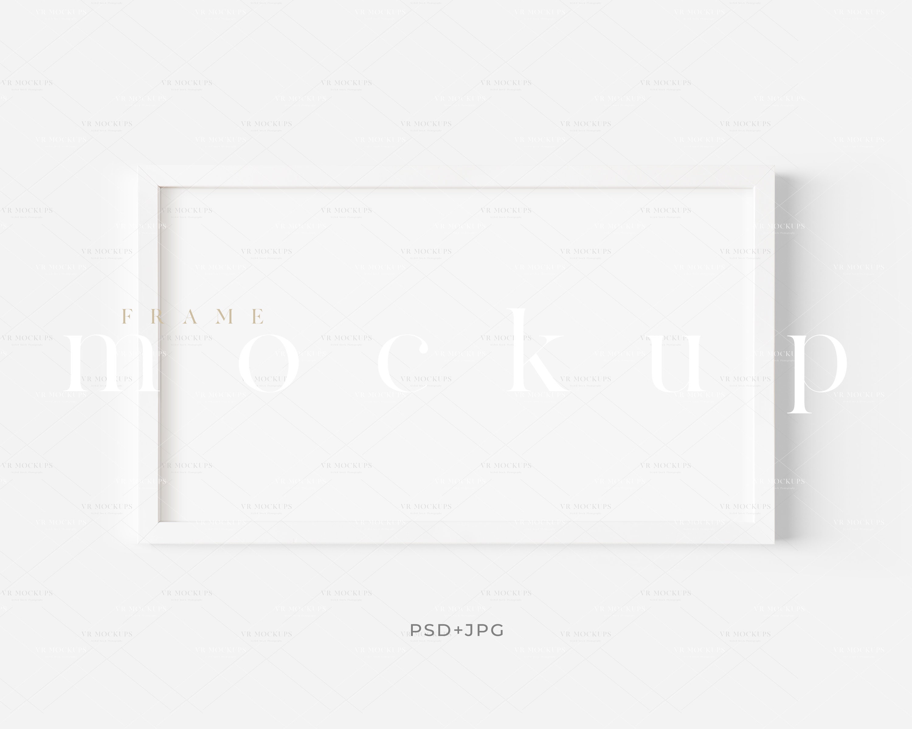 16x9 WeißEr Rahmen Mockup/ Moderne digitale Mockup/ Minimalistisch weiß gerahmte Kunst Display/ Horizontale Rahmenvorlage/ JPG PSD Smart Object/H76