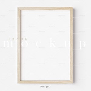 A4 Wood Frame Mockup/ Modern Digital Mockup/A4 Minimalist Wood Framed Art Display/Simple Vertical Frame Template/JPG PSD Smart Object/D157