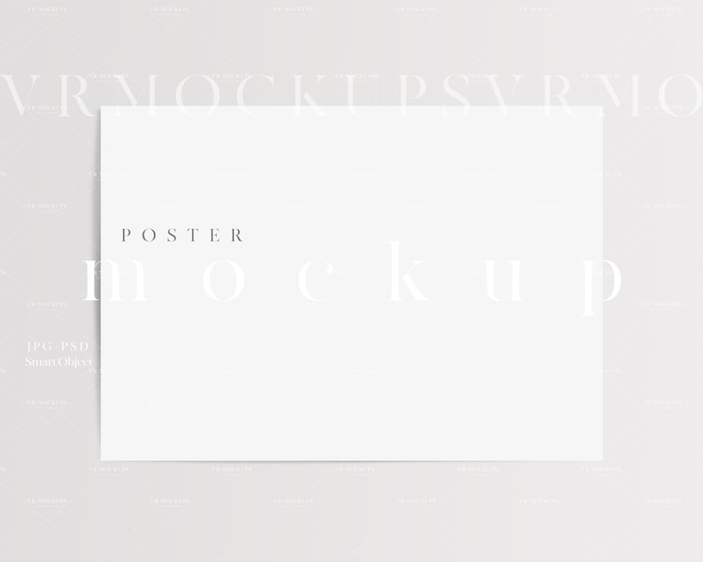 Puede incluir: Una maqueta de p&oacute;ster blanca con la palabra "POSTER" en gris en la parte superior. El p&oacute;ster est&aacute; sobre un fondo gris claro.