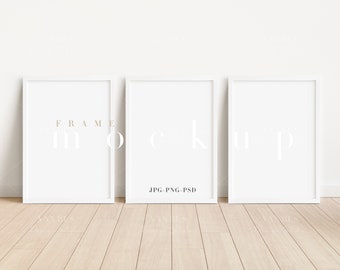Weißer Bilderrahmen Mockup: Modernes A4 Kunst-Display (PNG, JPG, PSD)