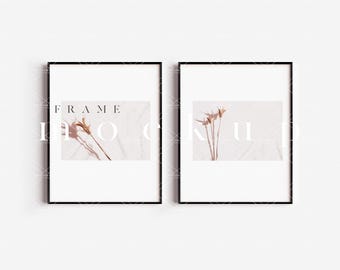 8x10 Frame Mockup Duo: Modern Black Frame Art Display (JPG PSD)