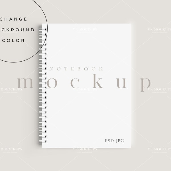 Customizable 5x7 White Spiral Notebook Mockup/Simple Journal Notebook Template/Modern Diary Stationary Display/JPG PSD Smart Object/D131