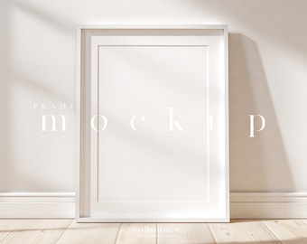 Scandinavian Mockup Frame in ISO Format on Bright Wooden Floor