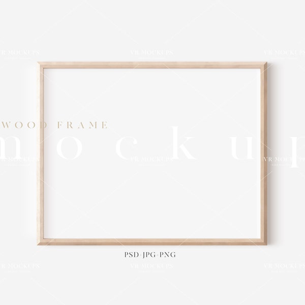 11X14 Wood Frame Mockup/Modern Digital Mockup/ Minimalist Wood Framed Art Display/Simple Clean Frame Template/PNG JPG PSD Smart Object/D134