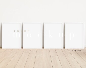 Weißer Bilderrahmen Mockup: Modernes A4 Kunst-Display (PNG, JPG, PSD)