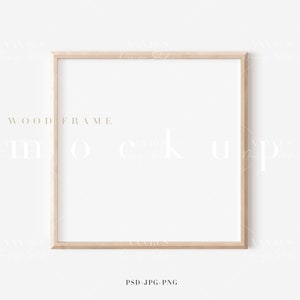 Square Wood Frame Mockup: Modern Art Display (Digital Download)