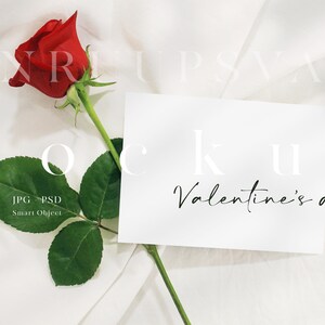 5x7 San Valentino Card Mockup / Invitation Mockup / Red Rose Shadow Overlay Mockup / Romantic Card per San Valentino / JPG PSD Smart Object / D111