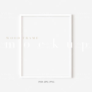 White Wood Frame Mockup: Modern Art Display (PNG/JPG/PSD) (8x10)