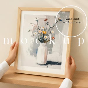 Wood Frame Mockup/ Modern 8x10 Digital Vertical Frame Styled Mockup with Person/Minimalist Clean Mockup/Frame Art Display/JPG PSD Smart/L104
