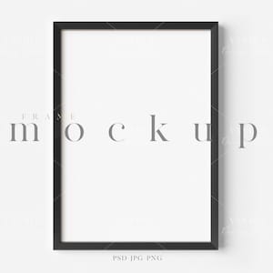 A4 Black Frame Mockup/ Modern Digital Mockup/A4 Minimalist Black Framed Art Display/Vertical Frame Template/ PNG JPG PSD Smart Object/D90
