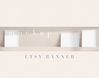 Maqueta de banner de tienda de Etsy: Marco de póster minimalista (PNG, JPG, PSD)