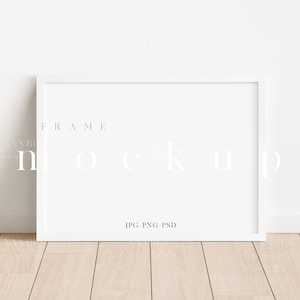A4 White Frame Mockup/ Modern Digital Mockup/ Minimalist Framed Art Display/Simple Horizontal Frame Template/ PNG JPG PSD Smart Object/N362