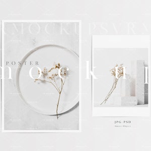 A4 y A3 Poster Mockup Duo / Simple Calendar Mockup / Delicate Styled Mockup / Minimalist Poster Mockup Display / JPG PSD Smart Object / D178