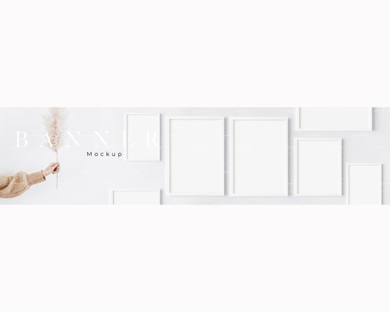 Etsy Shop Banner Mockup: White Frames, Minimalist Cover (JPG, PSD)