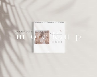 Square Calendar Mockup: White Spiral Planner (JPG, PSD)