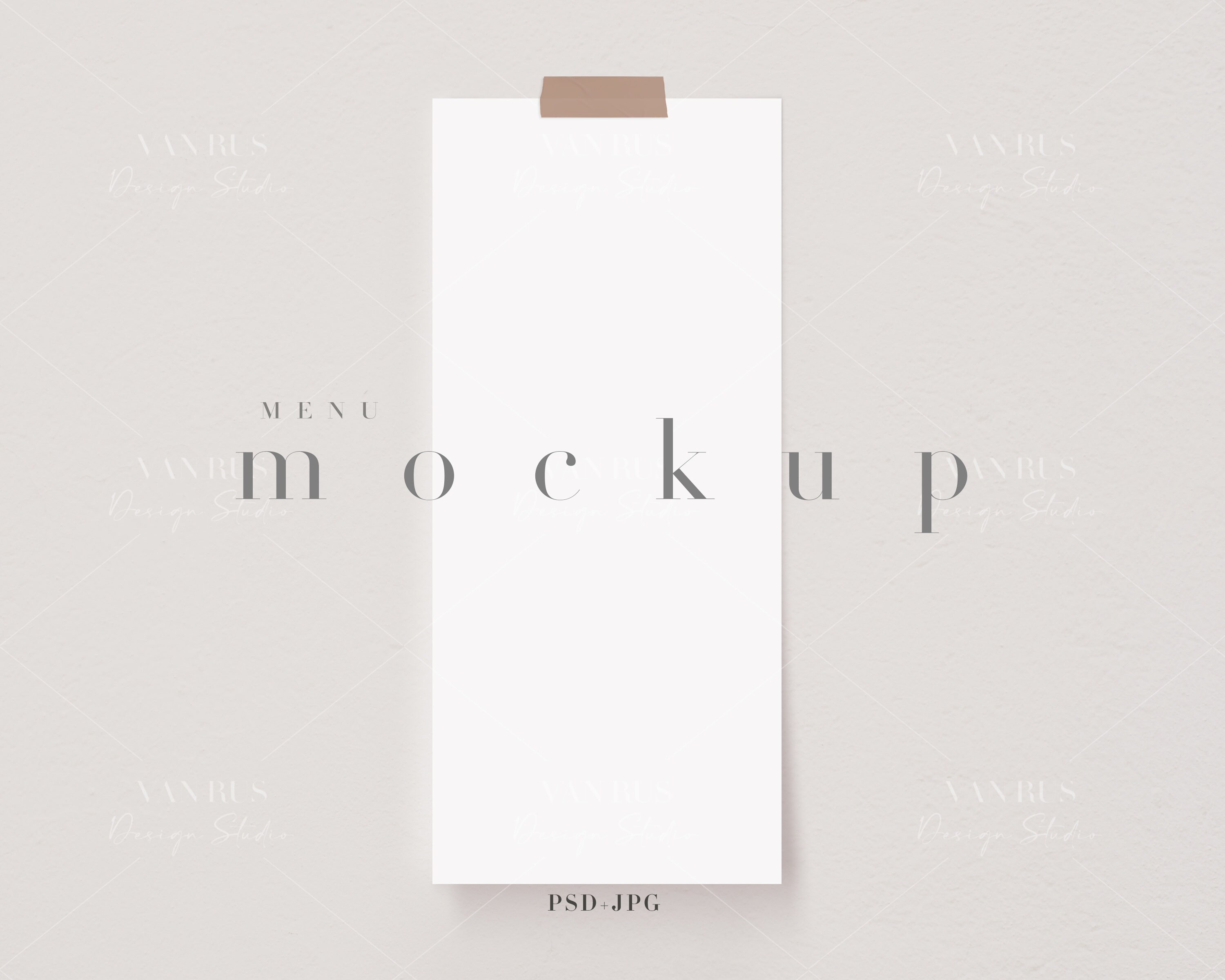 4X9 Menu Mockup/Modern Nude Mockup/Simple Taped Poster Etsy