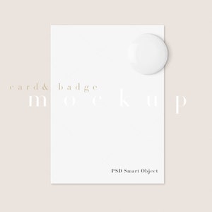 Karte & Anstecker Mockup/Kleidung Pin Button Mockup/5x7 Karte Mockup/Badge Sublimation/Simple Minimalist Stationary Mockup/PSD Smart Object/M456