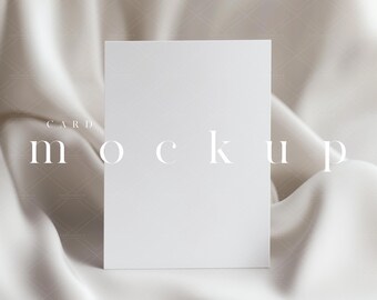 5x7 Card Mockup: Minimalist Invitation, Neutral Silk (JPG, PSD Digital Download