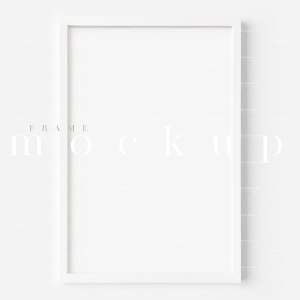 2x3 White Frame Mockup/Modern Digital Mockup/Minimalist White Framed Art Display/Vertical Frame Template/JPG PSD Smart Object/N4