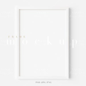 A4 White Frame Mockup/ Moderne Digitale Mockup/A4 Minimalistisch Weiß Gerahmte Kunst Display/Vertikale Rahmen Vorlage/ PNG JPG PSD Smart Object/N121