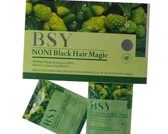 BSY Herbal NONI Natural Black Hair Color Shampoo Dye Treatment