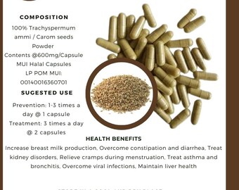 idHerb - 100-800 Capsules Ajwain Trachyspermum ammi Organische WildCrafted natuurlijke kruiden [BESTE PROUCT]