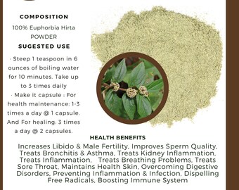 idHerb - 50-1500 grammes POUDRE Petikan Kebo Plante pour l'asthme Euphorbia Hirta Herbes naturelles fraîches biologiques sauvages