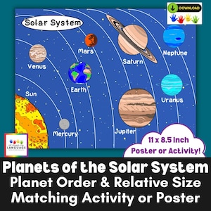 Solar System Poster OR Planet Matching Activity, STEM Learning (PDF Printable)