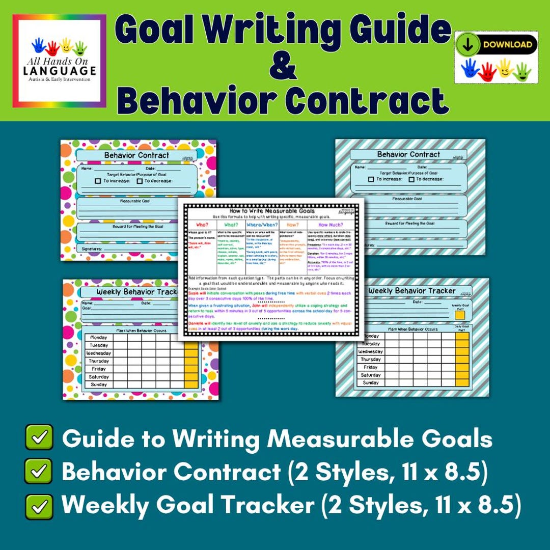 Weekly Behavior Tracker: Autism Visual Strategy, Measurable Goals (PDF ...