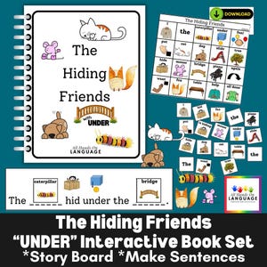 Interactive Book: The Hiding Friends & Preposition UNDER - Speech Therapy (PDF Printable)