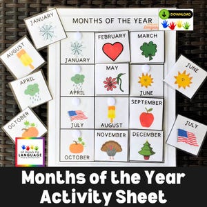 Months of the Year Matching Activity: Preschool Printable (PDF)