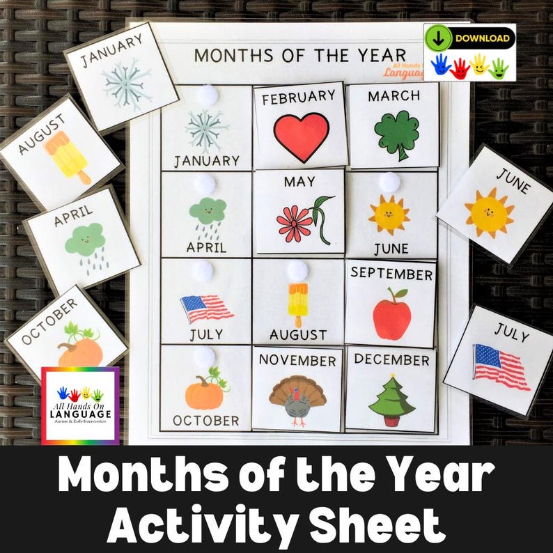 Months of the Year Matching Activity: Preschool Printable (PDF) - Etsy