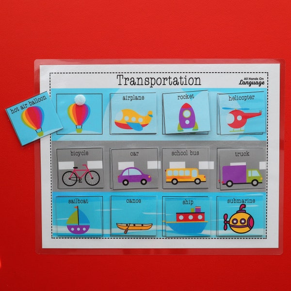 Transportation Sort, Match 12 Vehicles to the Sky, Road, or Sea, Speech and Autism Printable PDF