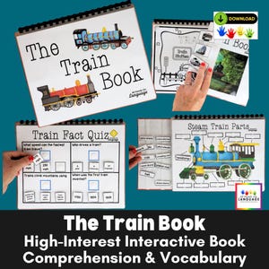 The Train Book, hochinteressantes interaktives Buch, Verständnis und Wortschatz, nonverbaler, präverbaler Autismus, PDF zum Ausdrucken
