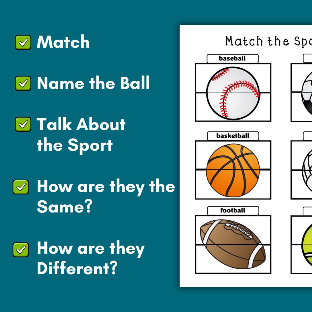 Sports Ball Halves Matching Activity: Preschool Printable (PDF) - Etsy