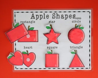 Apple Shapes Matching Activity, 2D Shapes Preschool and Autism Printable PDF Busy Page