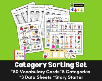 Category Sorting Cards Set: Speech Therapy, Autism (PDF Printable)