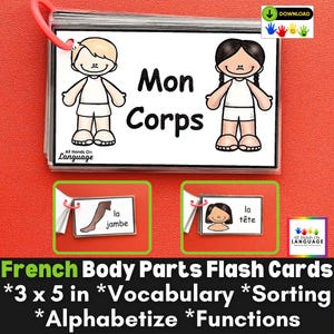 French My Body Flashcard Set, Mon Corps, 26 Body Parts in French, Activity Suggestions, Speech Therapy + Autism, PDF Printable