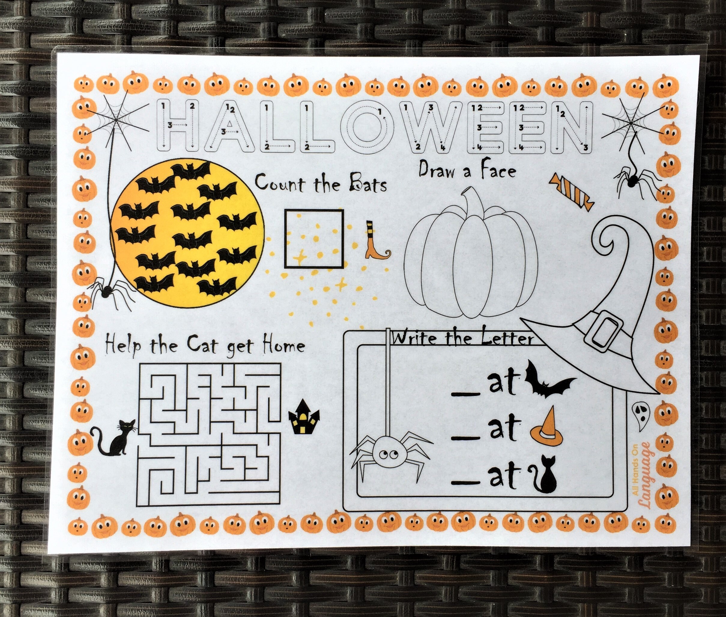 Indoor Activities For Halloween 2022 Halloween Activity Mat Fun Activities To Count Draw Write Etsy India