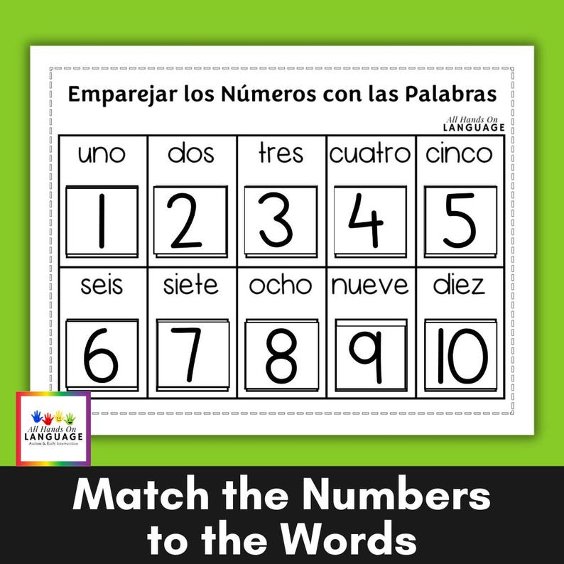 Spanish Numbers Activity.pdf Spanish Numbers 1-10 Activity: Match Number to Word (PDF Printable) - Etsy