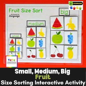 Fruit Size Sorting Activity: Preschool Printable (PDF)