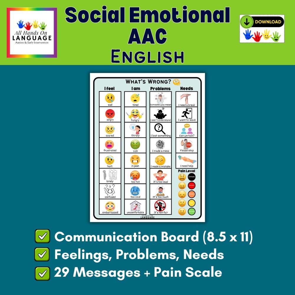 Social-emotional Communication Board: Autism, AAC (PDF Printable) - Etsy