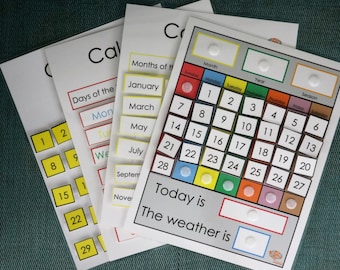 Interactive Perpetual Calendar+ Storage Boards, Date, Day, Month, Year, Season, Weather, Autism, Homeschool PDF Printable