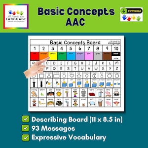 Basic Concepts Board: Speech Therapy Visual Aid (PDF Printable)