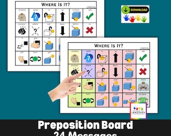 Preposition Communication Board: Visual Cues for Autism (PDF Printable)