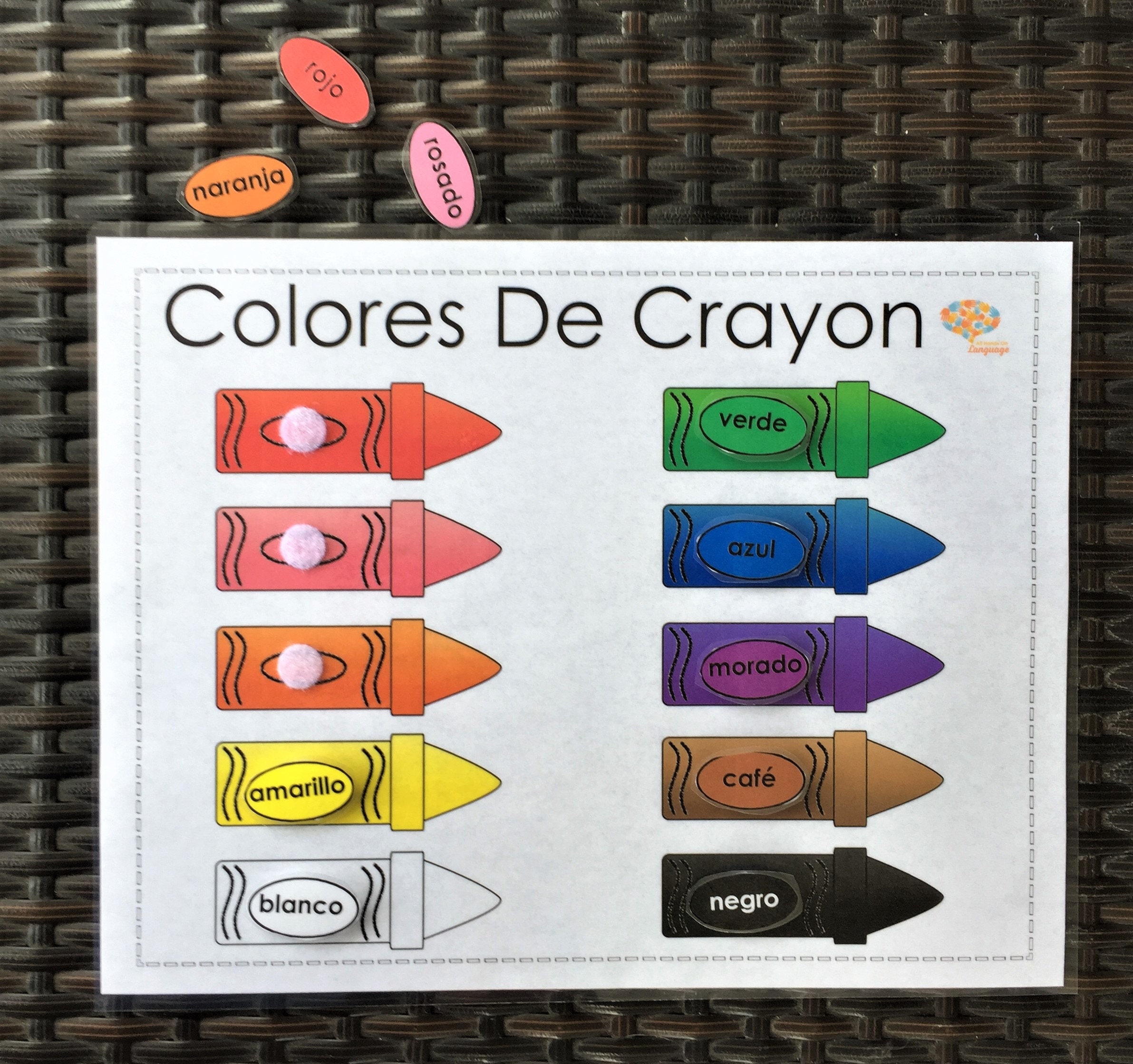 Spanish Language Crayon Colors Match 10 Activity Match the Etsy