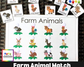 Farm Animal Matching Game: Preschool Learning Activity (PDF Printable)