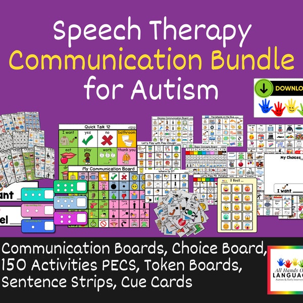 Communication orthophonique Big Bundle pour l'autisme, kit de démarrage pour le langage expressif, boîte à outils SLP pour TSA, documents imprimables