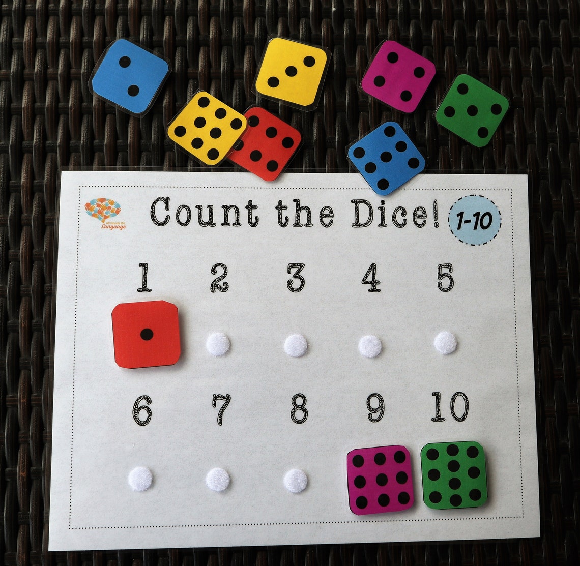 Count On Dice With Numbers And Dots Worksheets