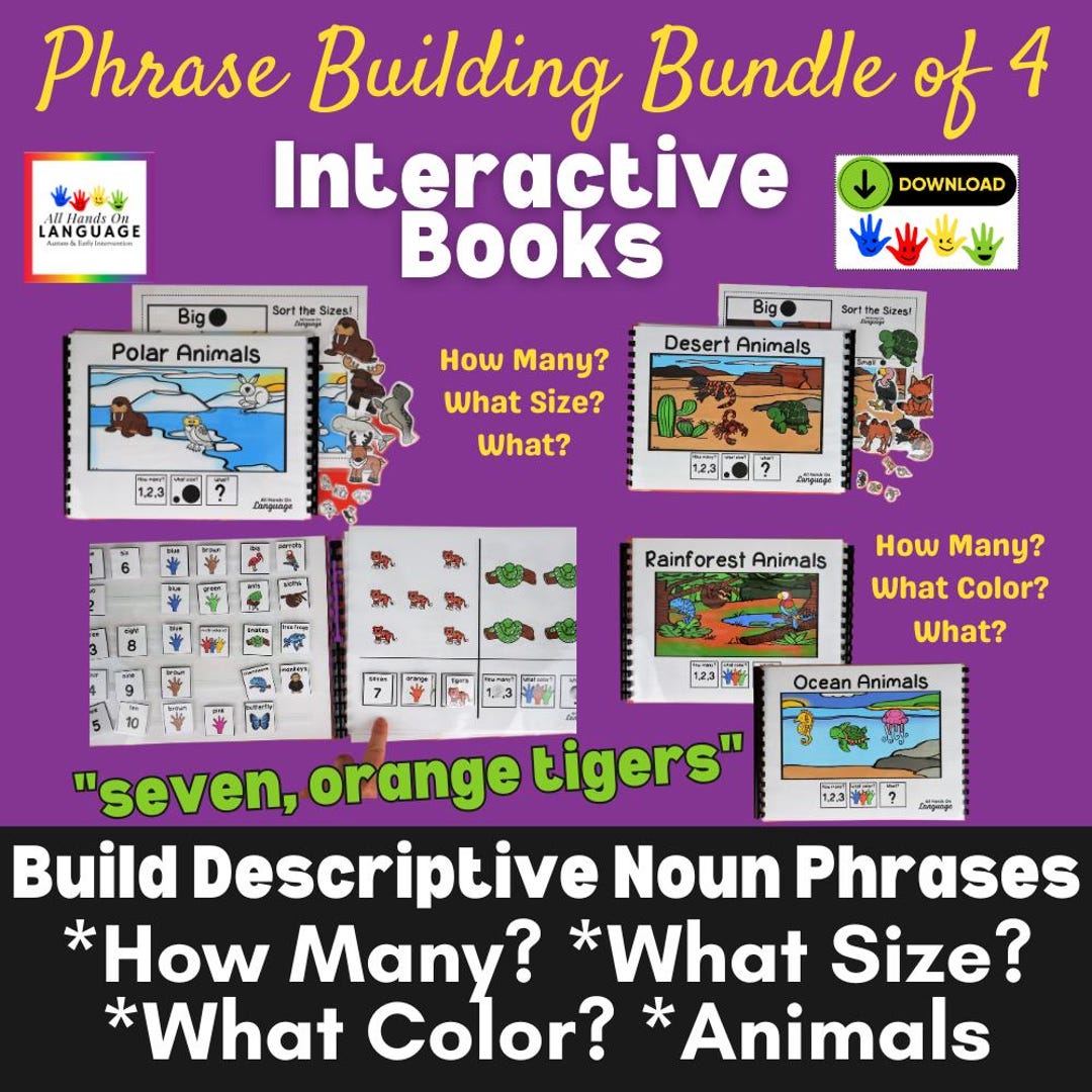 Animal Theme Interactive Books Bundle: Counting & Describing, Speech ...